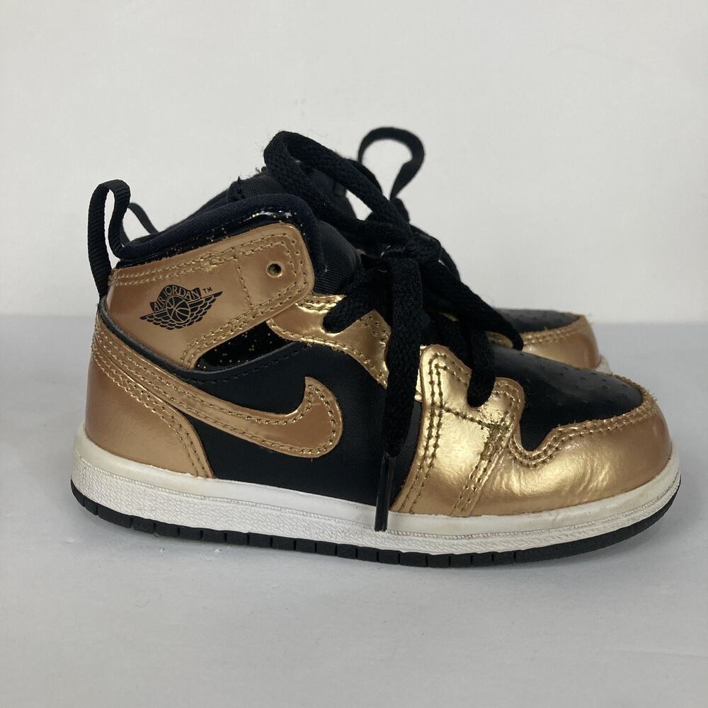 Nike Air Jordan 1 Mid SE GS Black Metallic Gold TODDLER size 8C DR6967-071